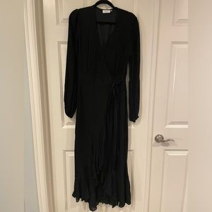 Black long wrap dress